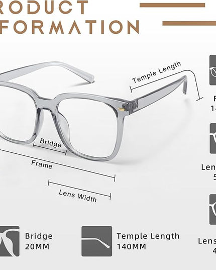 PANNER Oversized Square Blue Light Blocking Glasses for Women Men Anti Glare Reduce Eyestrain Computer Glasses