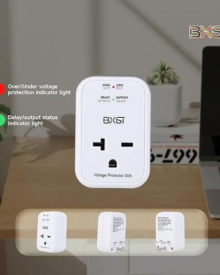 BXST Single Outlet Surge Protector for Refrigerator/Air-Conditioner/Smart TV Small Wall Outlet Power Surge Plug in Voltage Protector for Home Appliance 140J 4400W（2 Pack）