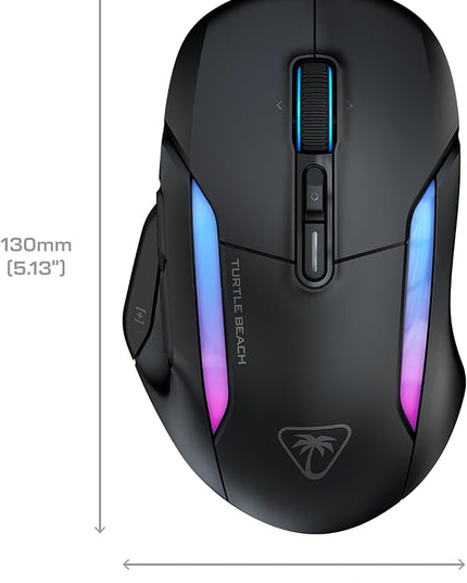 Turtle Beach Kone II Air Wireless RGB Gaming Mouse, 350-Hr Rechargeable Battery, 26000 DPI Optical Sensor, 100M Click Optical Switches, 21 Customizable Inputs, Ergonomic, 4D Scroll Wheel – Ash Black