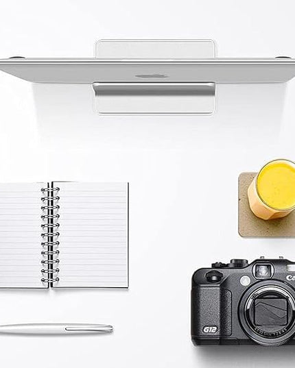 Vertical Laptop Stand for Desk [Adjustable] Sturdy Aluminum Dock Fits All Laptops (up to 20.3 inches) Space Saving, Modern Compact Holder, Compatible with MacBook Pro/Air, Surface, HP, Dell (Silver)