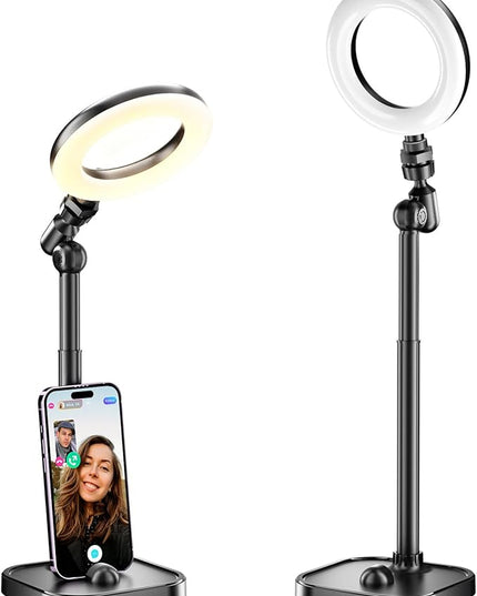 Ring Light for Desk, Portable Streaming Lights for Video Recording, 5’’ Halo Lighting with Stand for Selfie, Travel, Meetings, Makeup, Content Creators, Photography