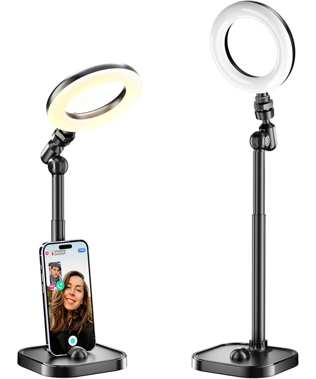 Ring Light for Desk, Portable Streaming Lights for Video Recording, 5’’ Halo Lighting with Stand for Selfie, Travel, Meetings, Makeup, Content Creators, Photography