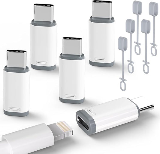 5 Pack USB C to Lightning Charge Adapter for iPhone 17 16 15, Lightning to USB C Adapter with Fast Charge Data Transfer for iPhone 17 16 15 Pro Max, Galaxy S24 S23, Pixel 8 7, iPad Pro, MacBook Pro