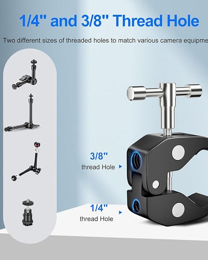 EMART 6inch Articulating Magic Arm Camera Mount with Super Clamp, Friction Power Adjustable Camera Mounts & Clamps with Magicarm and Cold Shoe for Photography/Videography/Webcam/Flash Light