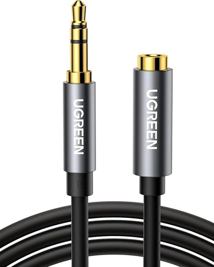 UGREEN Headphone Extension Cable 3.5mm Extension Gold Plated Aux Cable Audio Stereo Jack Male to Female TRS Cord Extender Compatible with iPhone iPad Phones Tablets Media Players, 10FT