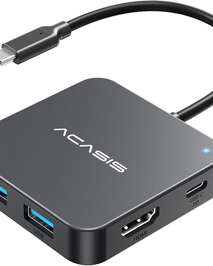 USB C Hub 10Gbps, Multiport Adapter with 4K 60Hz HDMI, 100W Power Delivery, 3 USB A3.1+1 USB-C 3.1 Data Port, USB to HDMI Adapter for MacBook, Dell, Lenovo, Surface, iPad PRO, XPS(Grey)