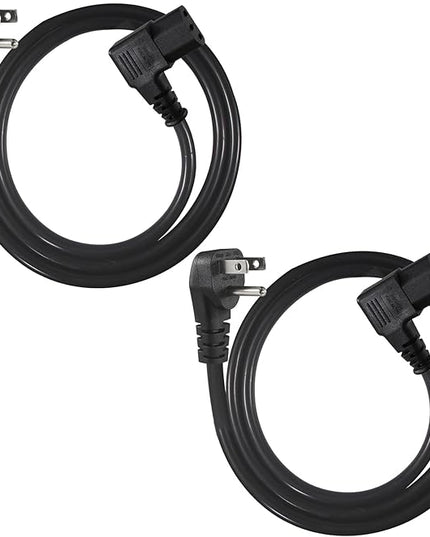 [2PACK] 90 Degree Computer Power Cord - 3FT Flat Low Profile Angled NEMA 5-15 Plug to IEC C13 Power Cord,Universal PC Power Supply Cord, 16AWG, Black C13 3 Prong Angled AC Power Cord for PC Monitor/TV