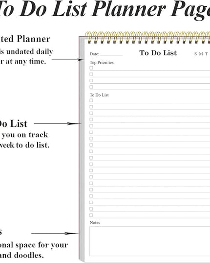 Yaridar (5-Pack) To Do List Notepad - A5 Undated Daily Planner, 250 Sheets/500 Pages To Do List Notebook for Work, Spiral Waterproof Notepad for Office Supplies, School Planner, 5.8" x 8.3"