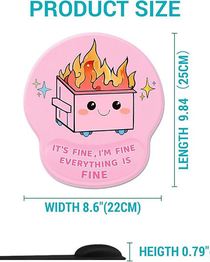 Ergonomic Mouse Pad with Wrist Rest, Funny Cute Dumpster on Fire Mouse Pads Wrist Support for Desk, Comfortable Computer Mousepad for Gaming Laptop Work Home Accessories Office Supplies Decor