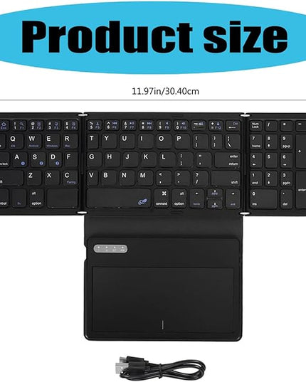 XUZHID Foldable Wireless Keyboard with Large Touchpad and Numeric Keypad Auto Sleep for Tablets, Smartphones, Laptops