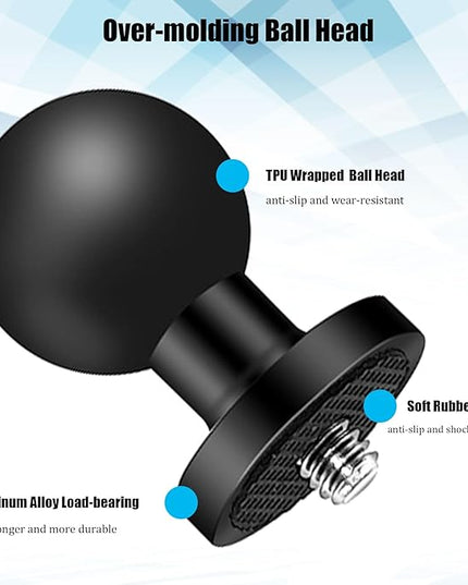 2PC Aluminum Alloy 1" Ball Mount Adapter with 1/4"-20 Threaded Stud for Insta360 One X3, X2, X, R, RS, GoPro, DJI OSMO Action Camera ,Compatible with RAM Ball Head Mounts B Size Double Socket Arm