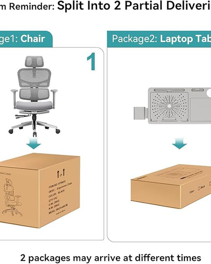 Newtral Ergonomic Mesh Office Chair with Footrest,Laptop Desk, Adaptive Lumbar Support, High Back Desk Computer Chair with Soft 4D Armrest,Adjustable Headrest,136°Tilt Function for Home & Office