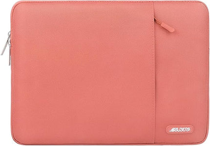 MOSISO Laptop Case 13.3 inch, 13-13.3 inch Laptop Sleeve Compatible with MacBook Air/Pro 13/Pro 14 M5 M4 M3 M2 M1, HP Dell ASUS Lenovo,Polyester Vertical Computer Sleeve Bag with Pocket, Coral