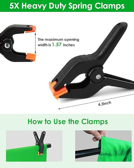 Green Screen Backdrop Kit, 6.5 x 10 Ft Portable Greenscreen Background with Stand, 5 Clamps & Carrying Bag for Photography, Streaming, Zoom, Gaming, YouTube