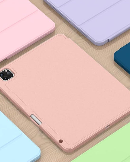 ZryXal iPad Pro 11 Inch Case (M5) 2025/ (M4) 2024 (Model: A2836/A2837/A3006), Trifold Stand Smart Cover with Pencil Holder and Soft TPU Back, Auto Wake/Sleep (Rose Gold)