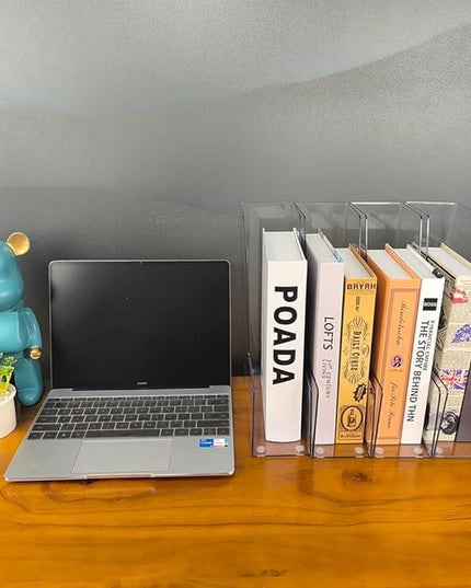 Vertical File Holder, 4 pack Clear Plastic Document Organizer and Clear Magazine Organizer, Multi-purpose Document Organizer for Home Office