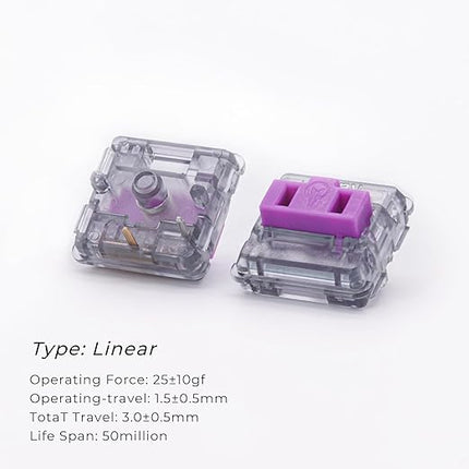 Kailh PG1350 Choc V1 Mechanical Keyboard Switch,Low Profile switches,Chocolate Silent Mechanical Clicky/Linear/Tactile Switches,RGB SMD LED 5-Pin Kailh Switches(Purple-70Pcs