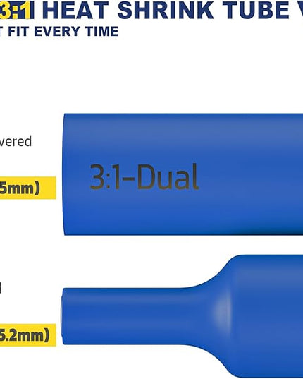 haisstronica 3:1 Heat Shrink Tubing, Shrink Ratio Adhesive Lined Marine Grade Heat Shrink Tube for Home, Automotive and Industrial (Blue) 65FT 5/8inch