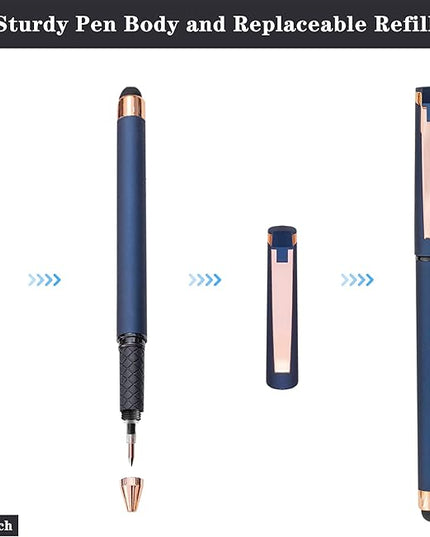 Linbsunne Black Gel Pens 0.7mm Medium Point Pen Office Pens 2-in-1 Stylus Pens for Touch Screens Gel Ink Rollerball Pens for Writing (18 Pack-blue)