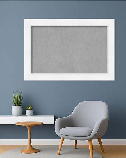 Amanti Art White Framed Magnetic Board 25x37 Large Vision Board for use with Magnets, 100% Metal Sheet to Display Items as Office Decor or for Home Organization in mudroom, Kitchen or Kids Room