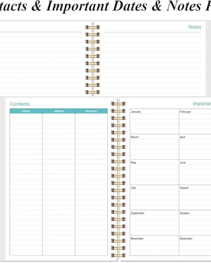 Daily Planner 2026 Full Page Per Day- 2026 Daily & Monthly Planner from January 2026 to December 2026, Day Planner 2026 with 12 Months Tabs, 6.4" x 8,5", Black Flowers