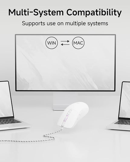 EWEADN G309 Wired Mouse, 7-Button Ergonomic Computer Corded Mouse with 2400 DPI, 4 Adjustment Levels DPI, Optical Office USB Mice with 5FT Cord for Laptop, PC, Desktop, MacBook-White