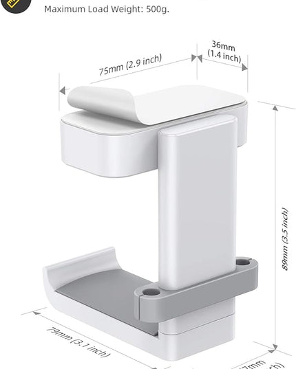 Lamicall Headphone Stand, Sticky Headset Hanger - 360 Degree Rotation Earphone Adhesive Hook Holder Mount, Table Headphone Stand with Cable Organizer, Headset Clamp for HyperX, Sennheiser -White