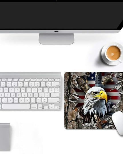 American Flag Eagle rip Oak camo (2) Square Mouse pad, Texture, Waterproof, Anti Slip Rubber Base, Computer Mouse pad, Laptop Mouse pad