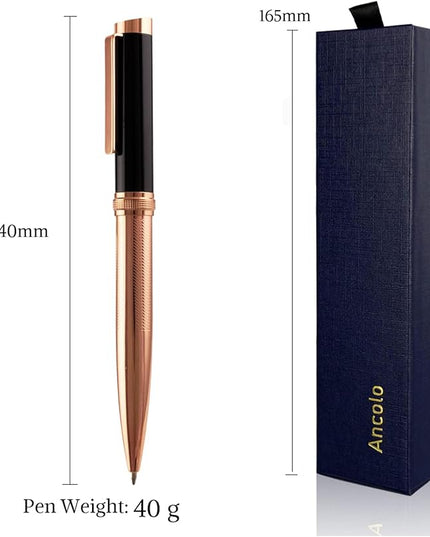 Ancolo Personalized Ballpoint Pens - Luxury Writing Pen with 10 Black Ink Refill Engraved with Your Message Name on the Pens Gift Set for Man/Women/Writers/Collection/Journalist