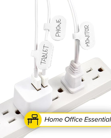 Cable Labels by Wrap-It Storage, Regular, White (36 Pack) - Write On Cord Labels, Wire Labels, Cable Tags and Wire Tags for Cable Management and Electronics, Computers. Great Stocking Stuffer