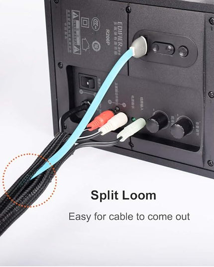 ZhiYo 20ft - 4/5 inch Cable Sleeve, Cord Wrap Wire Protector Tubing for Pets, PC Cable Wrap, Computer Cable Management Sleeve - Black