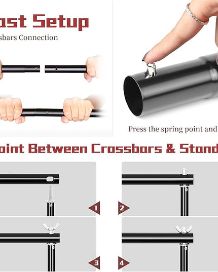 Backdrop Support Stand 6.4x10FT Photo Backdrop Stand Adjustable Photography Studio Background Support System Kit with Carrying Bag and 3 Clamps for Photo Video Shooting, Wedding, Party