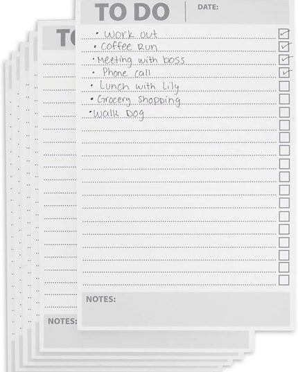 Paper Junkie To Do List Notepad - 8.5 x 5.5 in, White, 6-Pack - Office Desk Pad for Daily Reminder Checklist - Easy-Tear Sheets for Daily Task Planning