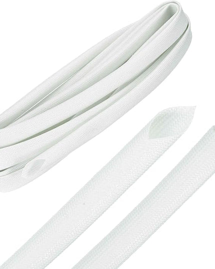 MECCANIXITY 10ft Braided Cable Sleeve, 0.4" ID 200C High Temperature 1500V Fiberglass Wire Insulation Cord Protector Organizer Wires Management for Motor Engine Fuel Line, White