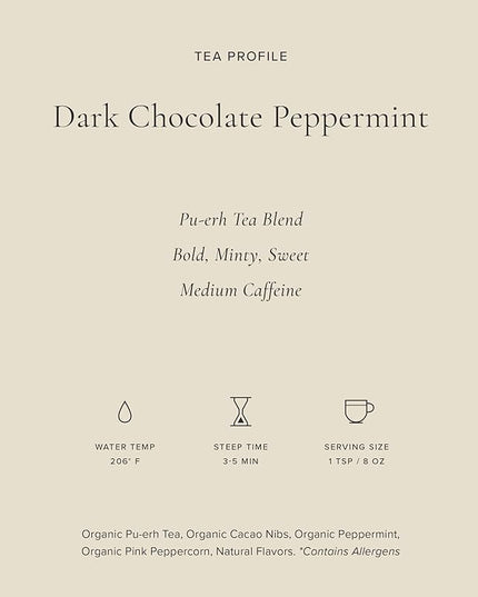 Art of Tea | Dark Chocolate Peppermint Dessert Tea | Organic Black Tea | 50 Eco Friendly Pyramid Tea Bag Sachets