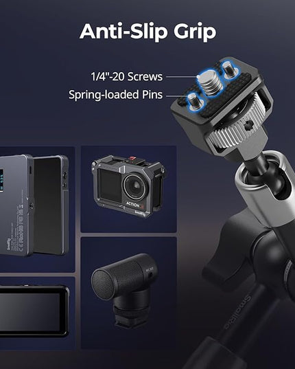 SMALLRIG 7'' Magic Arm with 1/4"-20 Screws & Spring-Loaded Pins, 1.5kg Load Capacity, 360° Dual Ball Head, Non-Slip Design for Cameras/Lights/Monitors/Mics/Phones – 5308