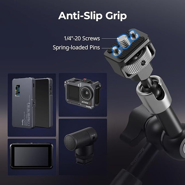 SMALLRIG 7'' Magic Arm with 1/4"-20 Screws & Spring-Loaded Pins, 1.5kg Load Capacity, 360° Dual Ball Head, Non-Slip Design for Cameras/Lights/Monitors/Mics/Phones – 5308