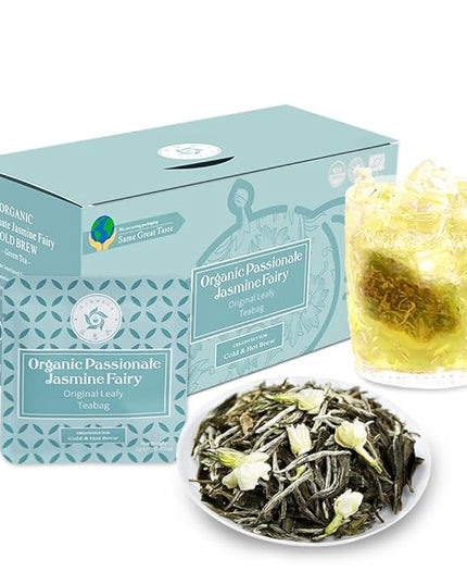 RIANTEA Organic Jasmine Green Tea Bags 100% Natural Whole Leaf Low Caffeine Cold Brew Tea Bag Non-GMO Premium Green Tea Chinese Tea Bags for Gifts Office Reception (36 Counts)