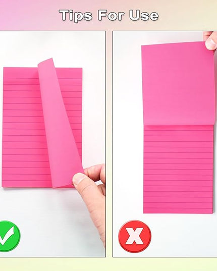 9 Pack Lined Sticky Notes 4x6 in Post Sticky Notes with Lines, 9 Bright Colors Self Sticky Notes Pad Its, Large Ruled Sticky Note for Office, Home, 35 Sheets/Pad