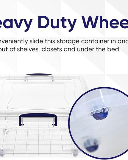 Superio Storage Bins with Lids- Clear Boxes for Organizing, Stackable Plastic Containers- BPA Free, Non-Toxic, Odor Free, Organizer for Home, Office, Dorm (6 Pack, 42 Qt (Under Bed-Wheeled))