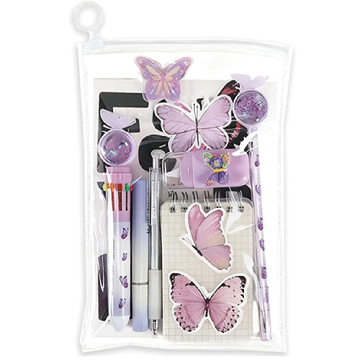 MOZXIRZ 9 Pcs Cute Butterfly Stationery Set for Women Back to School Supplies Office Supplies Kawaii Stationery Gift (Butterfly-Purple)
