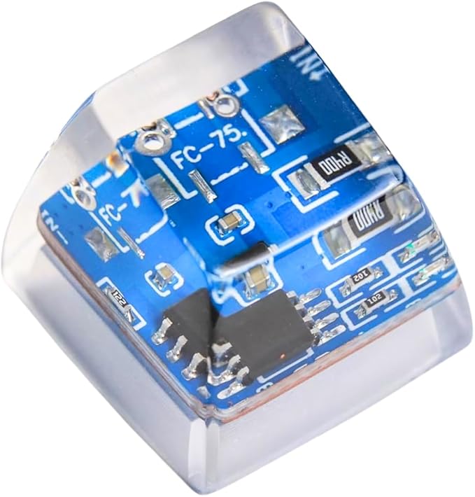 Blue Circuit Board Artisan Keycap R1 SA Profile Custom Keycaps 1U ESC Handmade Gaming Resin Key Cap Cherry MX Switch Compatible Mechanical Keyboard Tech Lover Gift