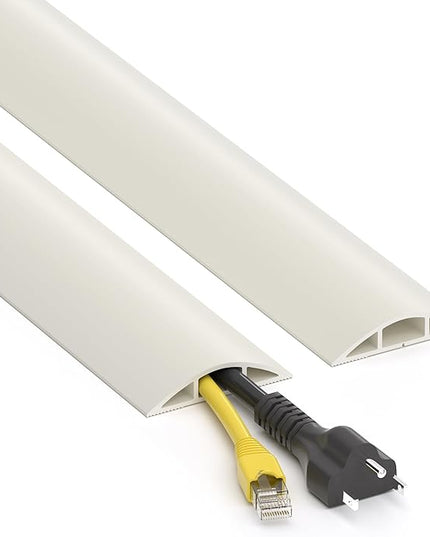 Floor Cord Cover 6ft, Cord Hider Floor Hide Extension Cords, Floor Cable Management Prevent Cable Trips, Floor Cable Cover Wire Covers for Cords, Cable Protector Cord Cavity W0.6in x H0.32in Beige