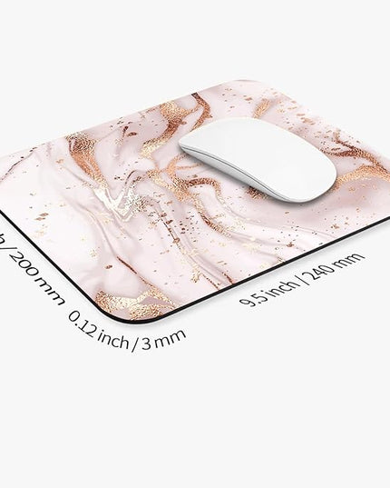 Square Mouse Pad Rose Gold Marble, Personalized Premium-Textured Custom Mouse Mat Design, Washable Mousepad Cloth, Non-Slip Rubber Base Computer Mouse Pads for Wireless Mouse