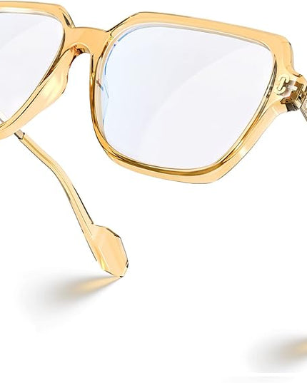 VISOONE Oversized Blue Light Blocking Glasses with Chic Square TR90 Frame and Metal Temple for Women Men REMY
