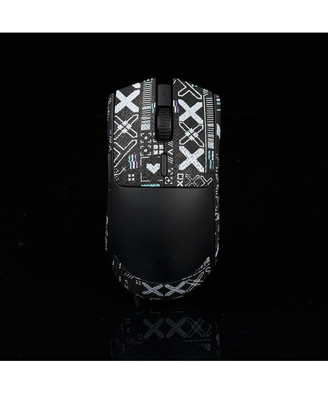 Gamer Mouse Grip Tape Sticker for Razer Viper V3 Non Slip Suck Sweat Pre Cut Easy Install PC Gaming Printsteam Blackwhite