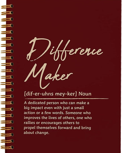 OXW Red Meeting Notebooks for Work, Difference Maker Gift Office Work Notebook Journal for Writing Note Taking, Thank You Gifts for Women Men Leader Boss Mentor Manager Principal, 5.5"x8.3"