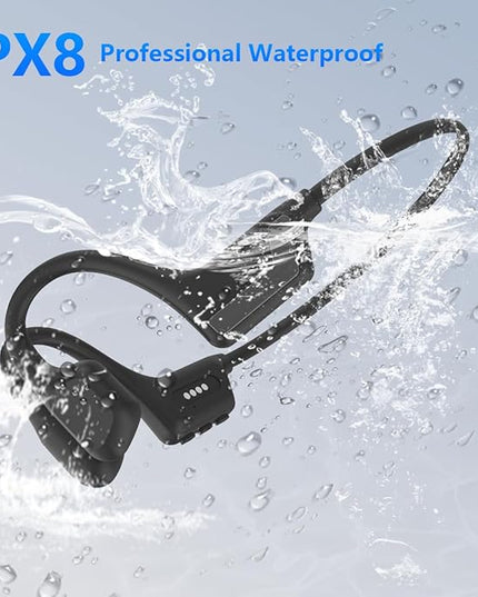 Swimming Bone Conduction Headphones, Bluetooth 5.4, Wireless Open Ear Headphones with Mic, 4GB MP3, Up to 15 Hrs Playtime, IP68 Waterproof Headphones for Running and Fitness Workout (black)