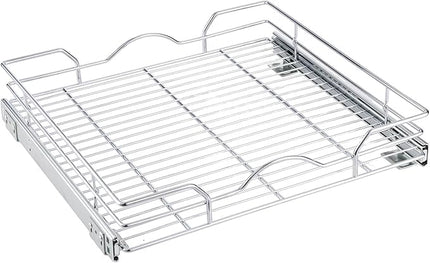 OCG Pull Out Cabinet Organizer (11.75" W x17 D), Pull out Shelves for Kitchen Cabinets, Slide Out Drawers for Base Cabinet Organization in Kitchen Bathroom Pantry, Bottom Mount, Chrome Finish