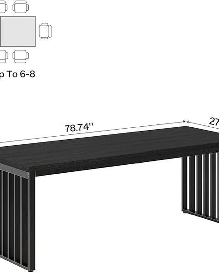 Tribesigns 78.74" Extra Long Computer Desk for 2 Person, Double Long Desk with Heavy Duty Metal Frame, Double Workstation Study Table for Home Office (Without Chair) (Black)